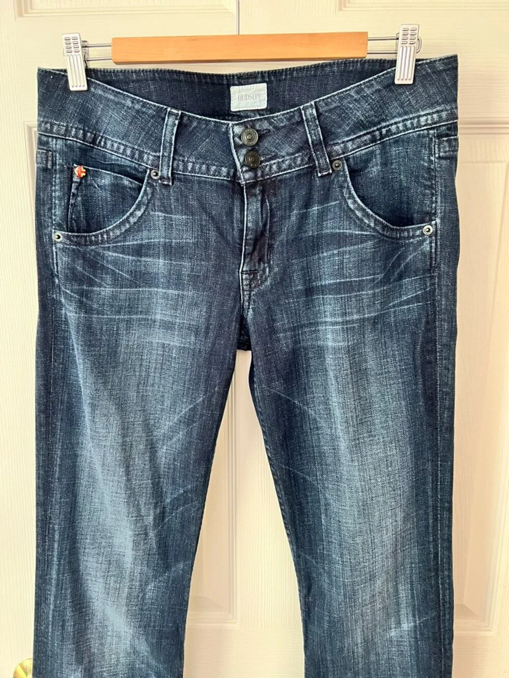 Hudson Signature Bootcut Jeans Sz 30 Dark Wash Long Inseam 33 Flap Pocket - Picture 3 of 14